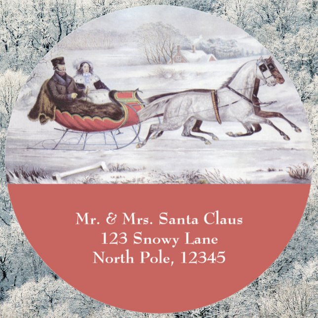 Weihnachten, Winter, Schlittenpferd Runder Aufkleber (Von Creator hochgeladen)