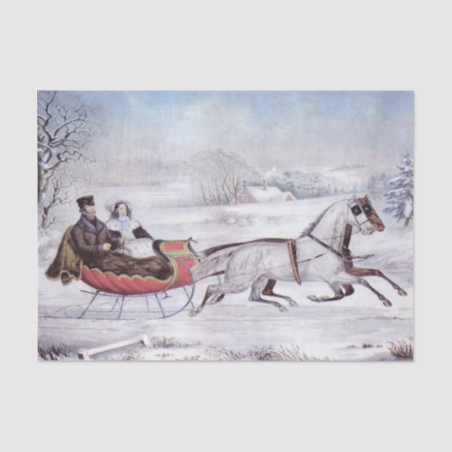Weihnachten, Winter, Schlittenpferd Seidenpapier (Vorderseite)