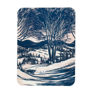 Weihnachten, Winter Schnee Berglandschaft Magnet