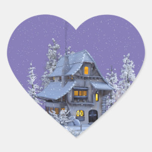 Weihnachten-Winter-Schneeflocke. Herz-Aufkleber