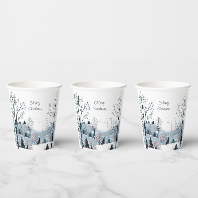 Weihnachten Winter Schneewelt Frohe Weihnachten Pappbecher (Multi)