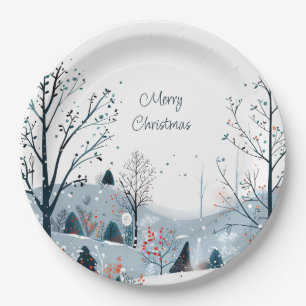 Weihnachten Winter Schneewelt Frohe Weihnachten Pappteller