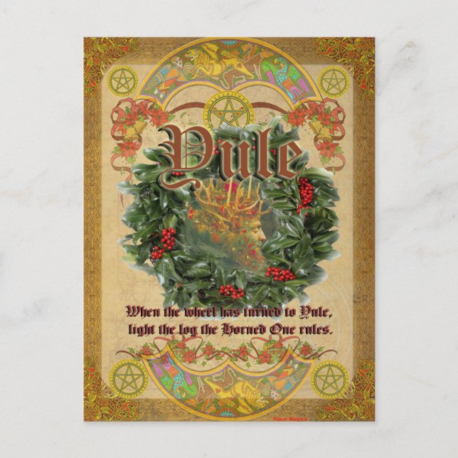 Weihnachten Winter Solstice Pagan Fantasy Art Post Postkarte (Vorderseite)
