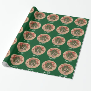 Weihnachten-Winter-Sonnenwende-Mistelzweig Retro Geschenkpapier