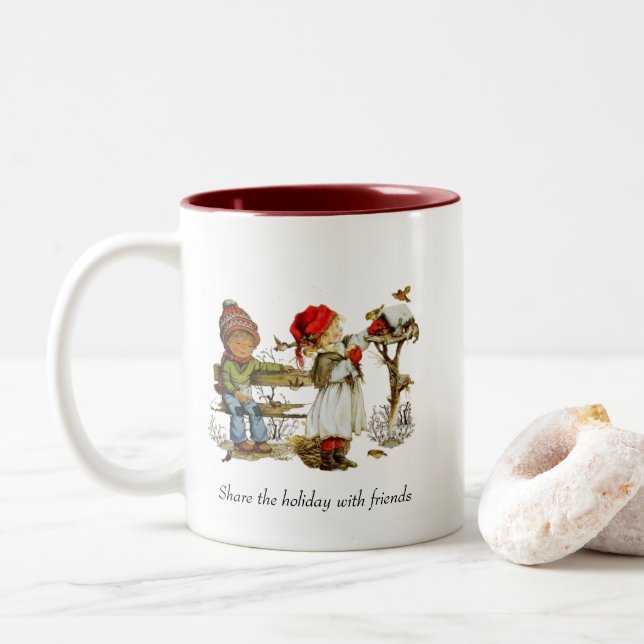 Weihnachten/Winter-Tasse Zweifarbige Tasse (Mit Donut)