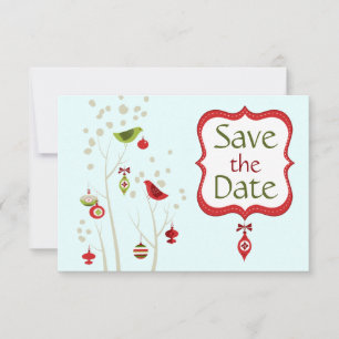 Weihnachten Winter Vögel Hochzeit Save the Date Einladung