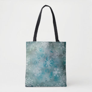 Weihnachten Winter weiße Schneeflocken auf blauem Tasche