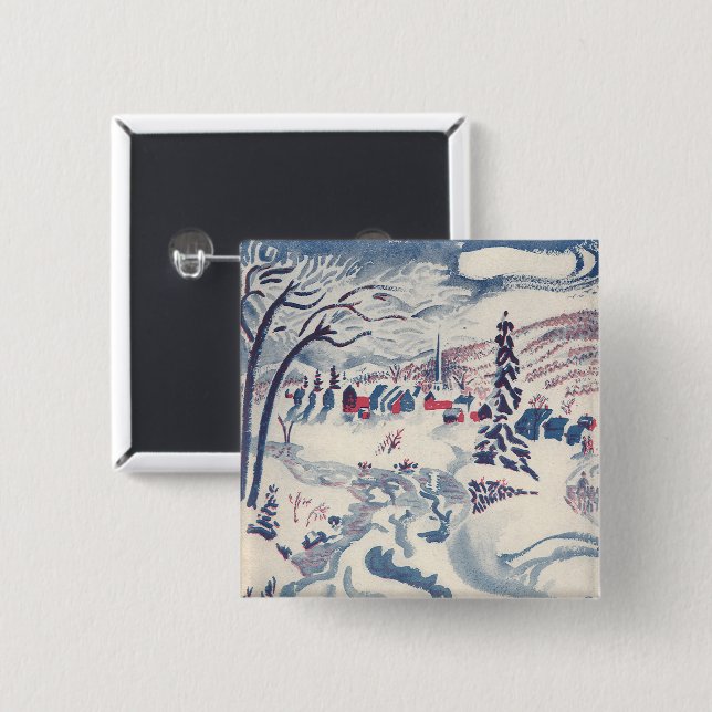 Weihnachten, Winterdorf Schnee Button (Vorne & Hinten)