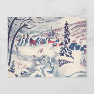 Weihnachten, Winterdorf Schnee Feiertagspostkarte