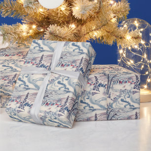Weihnachten, Winterdorf Schnee Geschenkpapier