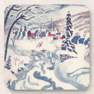 Weihnachten, Winterdorf Schnee Untersetzer