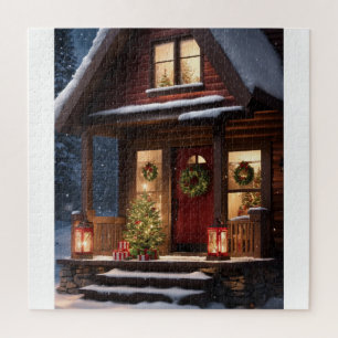 WEIHNACHTEN WINTERHOLZHAUS-STECKPUZZLE