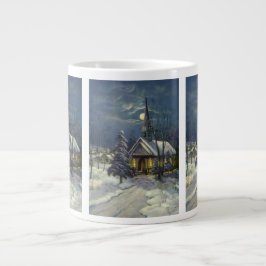 Weihnachten, Winterkirche im Schnee mit dem Mond Jumbo-Tasse