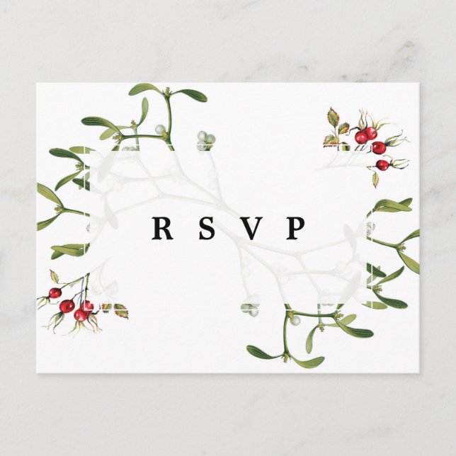 Weihnachten Winterurlaub Hochzeit rsvp Postkarte (Vorderseite)