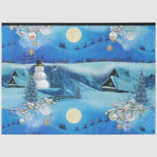 Weihnachten Winterurlaub mit Schneemann Seidenpapier