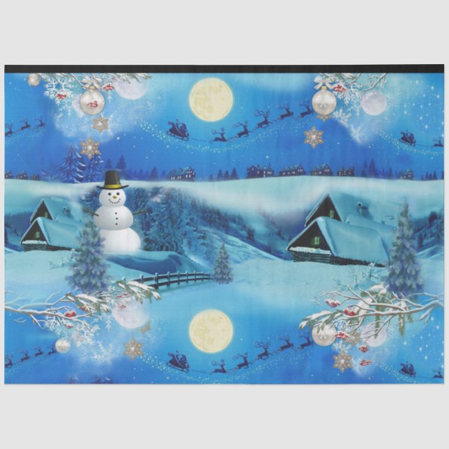 Weihnachten Winterurlaub mit Schneemann Seidenpapier (Vorderseite)