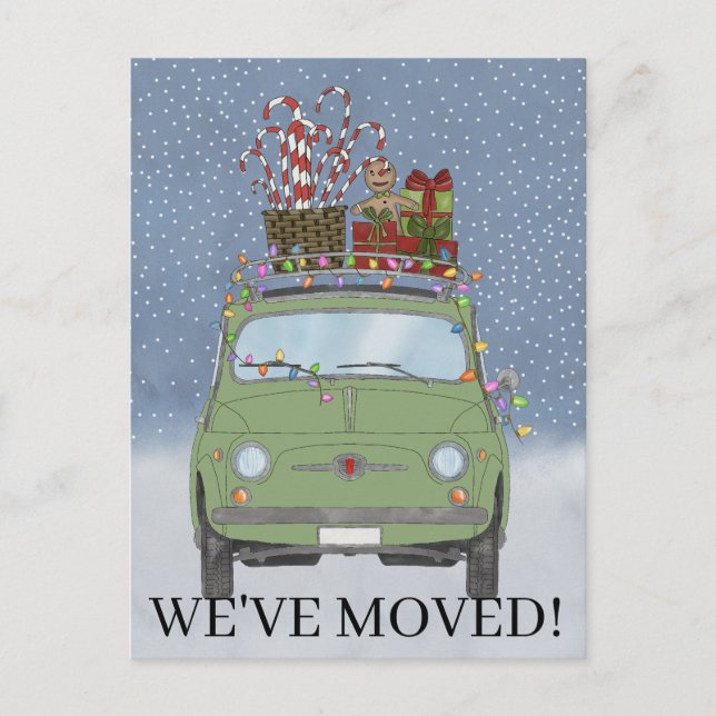 Weihnachten Wir haben grünes Auto mit Geschenken b Postkarte (Vorderseite)