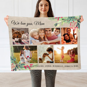 Weihnachten WIR LIEBE IHNEN MAMA Rustikale Fotocol Fleecedecke