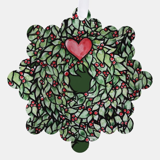 Weihnachten Wreath Ornament Karte (Vorderseite)