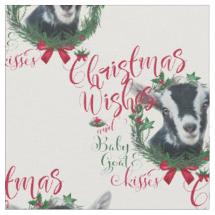 Weihnachten wünscht Baby Goat Kisses Alpziege Fabr Stoff