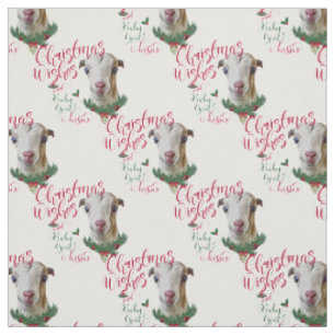 Weihnachten wünscht Baby Goat Kisses LaMancha Goat Stoff