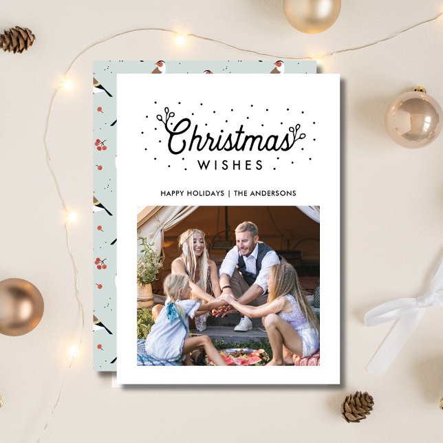 Weihnachten wünscht Boho Bird Family Foto Weihnach (Christmas Wishes Boho Bird Family Photo Christmas Holiday Card)