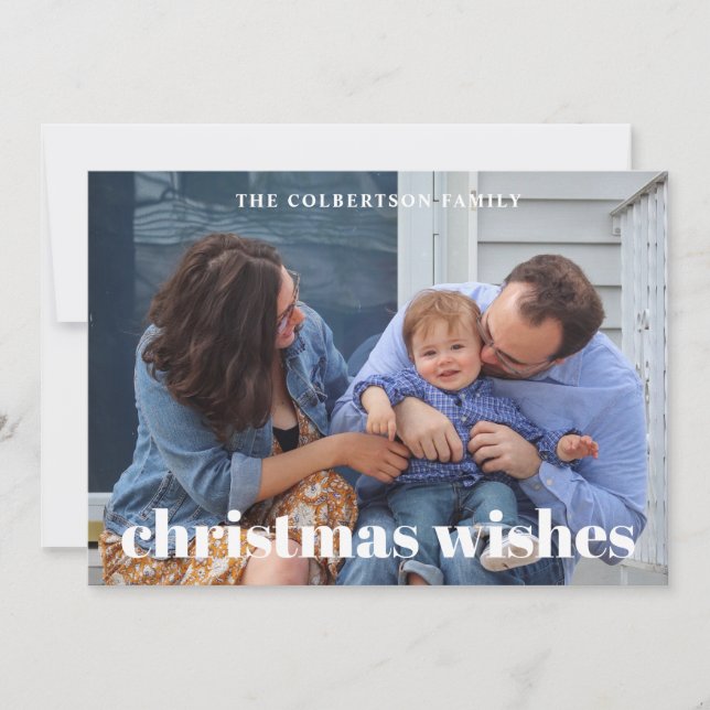 Weihnachten wünscht Familie Foto Weihnachtskarte (Vorderseite)