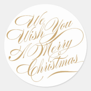Weihnachten wünscht Gold/Weiß Runder Aufkleber