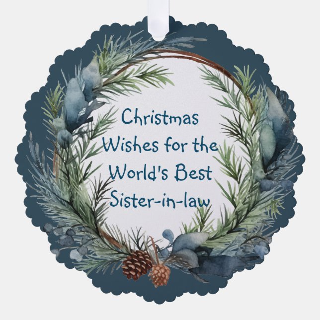 Weihnachten wünscht Grünkraut-Schwester Ornament Karte (Vorderseite)