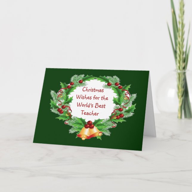 Weihnachten wünscht Holly Berry Wreath für Lehrer (Vorderseite)