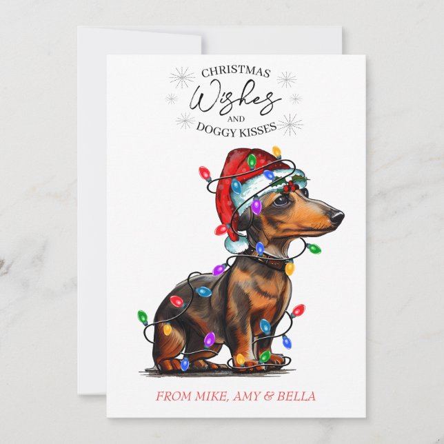 Weihnachten wünscht Hund Welpen Kisses Niedlichen  (Vorderseite)