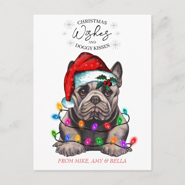 Weihnachten wünscht Hund Welpen Kisses Niedlichen  Postkarte (Vorderseite)
