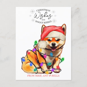 Weihnachten wünscht Hund Welpen Kisses Niedlichen Postkarte