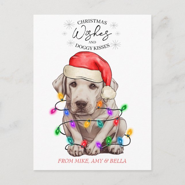 Weihnachten wünscht Hund Welpen Kisses Niedlichen  Postkarte (Vorderseite)