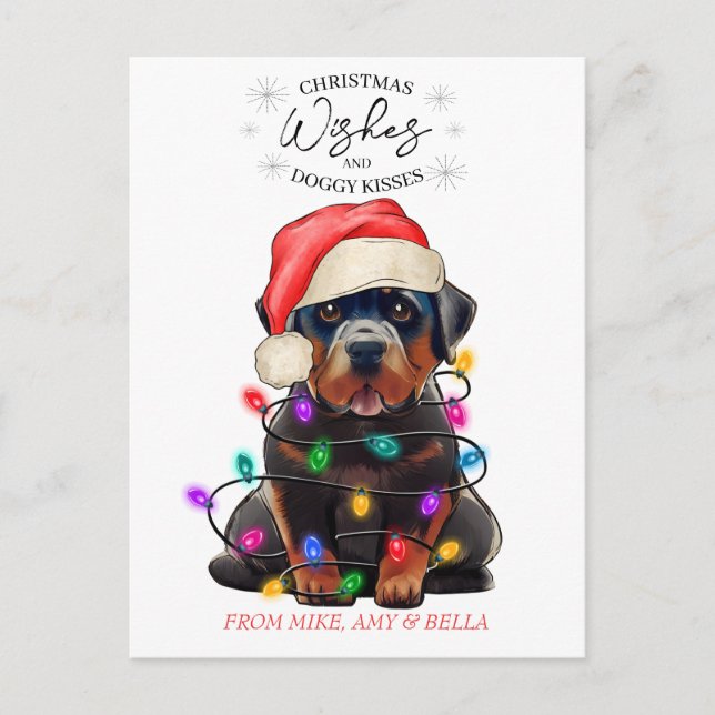 Weihnachten wünscht Hund Welpen Kisses Niedlichen  Postkarte (Vorderseite)