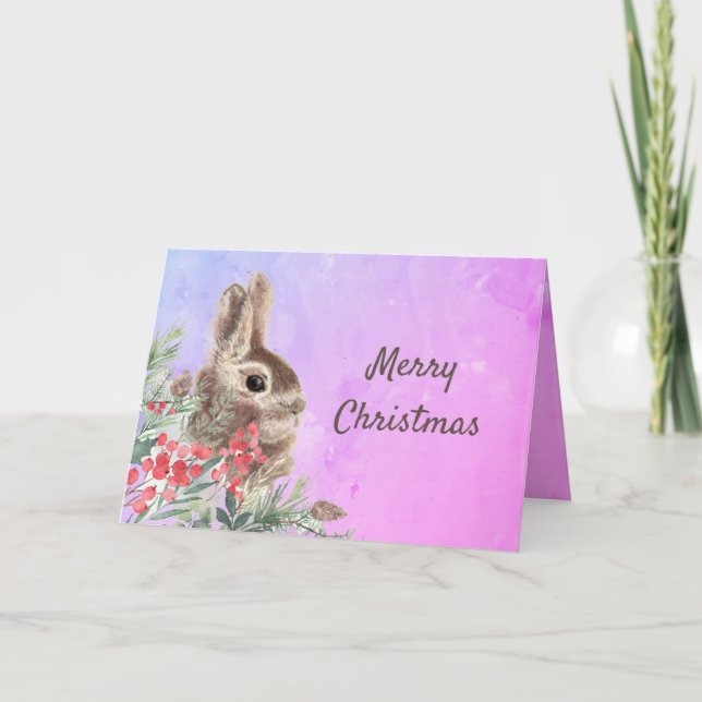 Weihnachten wünscht Niedliche Bunny Rabbit Blank (Vorderseite)