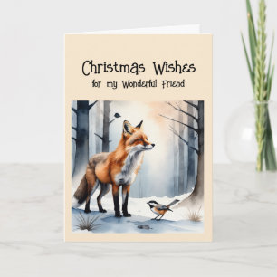 Weihnachten wünscht Niedlichen Fox Chickadee Bird 