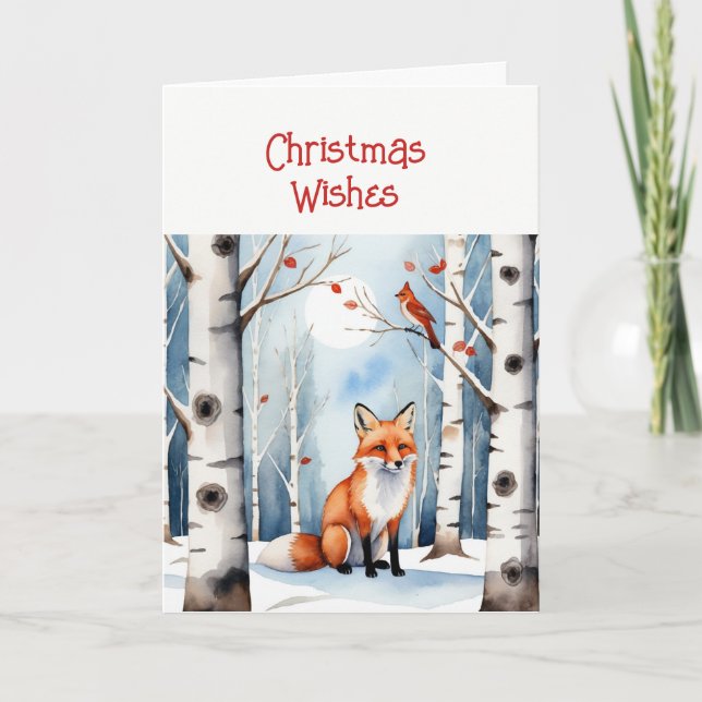 Weihnachten wünscht Niedlichen Fox Kardinal Bird W (Vorderseite)
