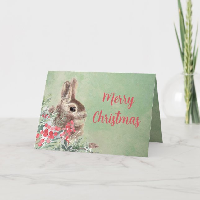 Weihnachten wünscht Niedliches Bunny Rabbit (Vorderseite)