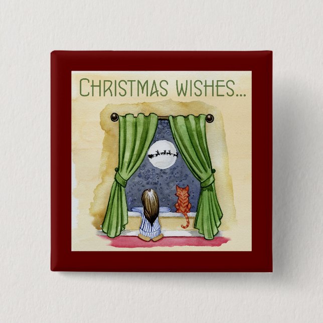 Weihnachten wünscht Niedliches Kind & Kitchen Weih Button (Vorderseite)