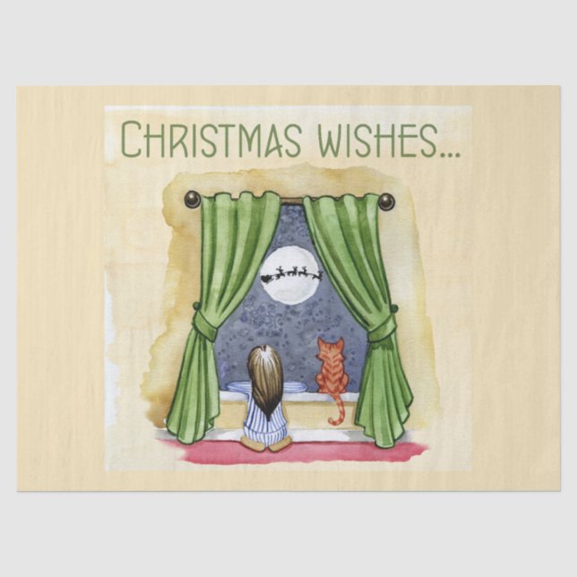 Weihnachten wünscht Niedliches Kind & Kitchen Weih Seidenpapier (Vorderseite)