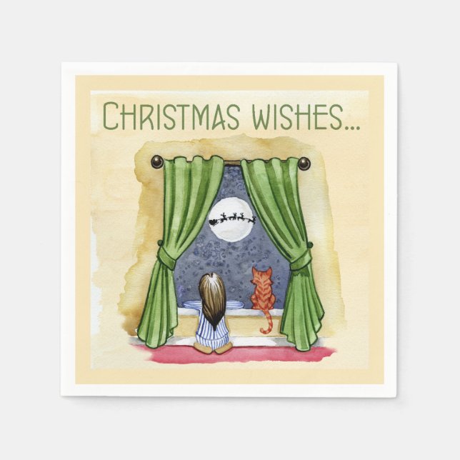 Weihnachten wünscht Niedliches Kind & Kitchen Weih Serviette (Vorderseite)