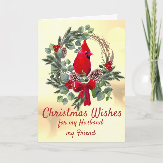 Weihnachten wünscht Red Kardinal Husband Friend Ho (Vorderseite)