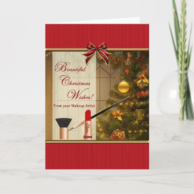 Weihnachten wünscht sich makeup artist blank card (Vorderseite)