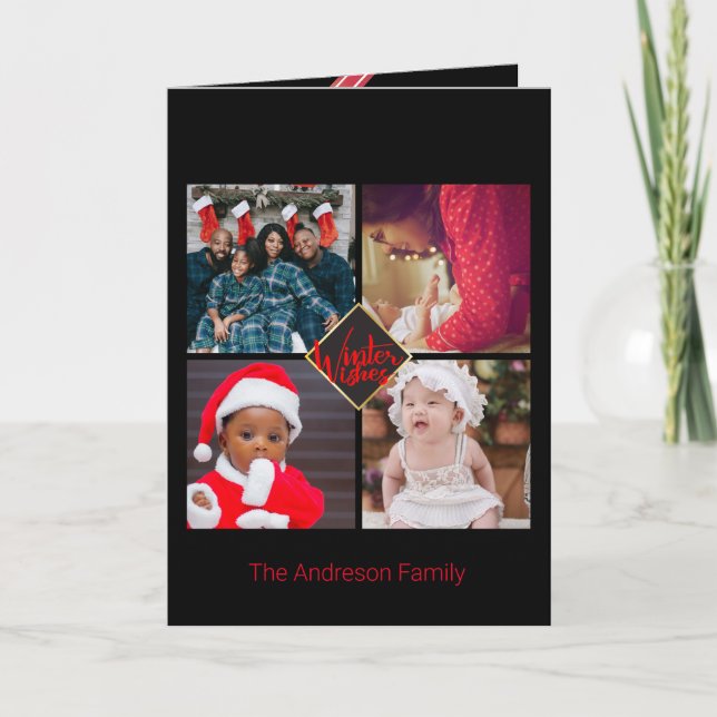 Weihnachten wünscht Spaß Familie Foto Collage Karte (Vorderseite)