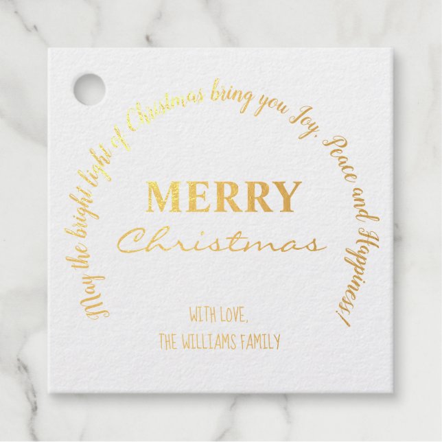 Weihnachten wünscht Typografie Handwriting Elegant Geschenkanhänger (Vorderseite)