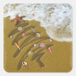 Weihnachten wurde an der Küste aufgewaschen Quadratischer Aufkleber