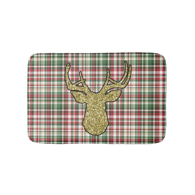 Weihnachten XMAS Kariert Tartan Gold Death Mat Badematte (Vorderseite)