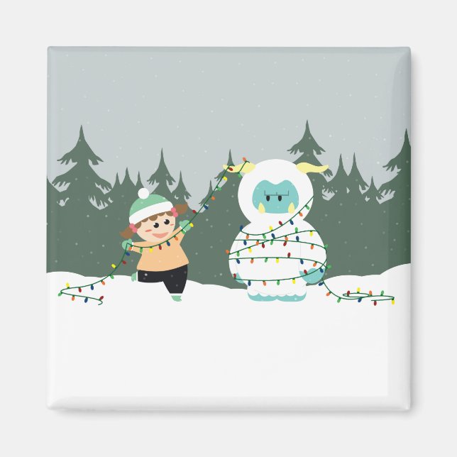 Weihnachten Yeti Magnet (Vorne)