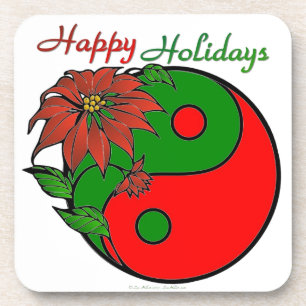 Weihnachten Yin Yang Poinsettie Getränkeuntersetzer